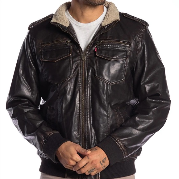 Levi's Other - levi's faux leather & faux shearling bomber jacket